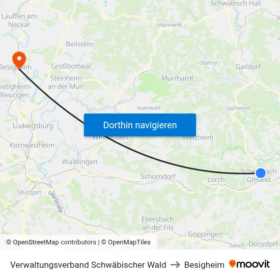 Verwaltungsverband Schwäbischer Wald to Besigheim map