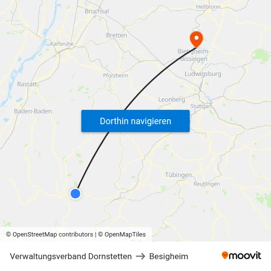 Verwaltungsverband Dornstetten to Besigheim map
