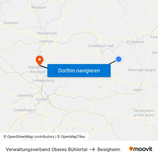 Verwaltungsverband Oberes Bühlertal to Besigheim map