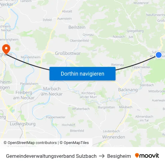 Gemeindeverwaltungsverband Sulzbach to Besigheim map