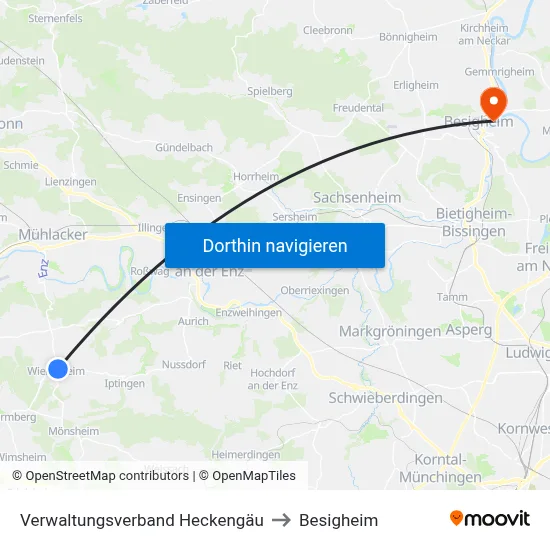 Verwaltungsverband Heckengäu to Besigheim map