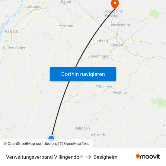 Verwaltungsverband Villingendorf to Besigheim map