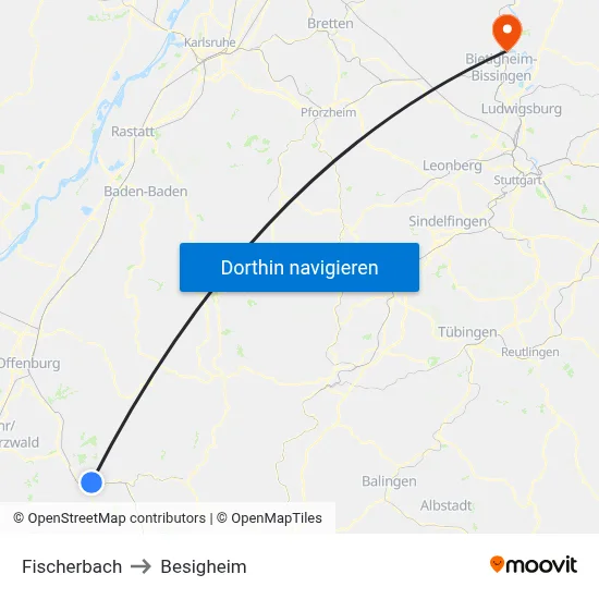 Fischerbach to Besigheim map