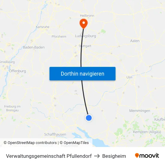 Verwaltungsgemeinschaft Pfullendorf to Besigheim map