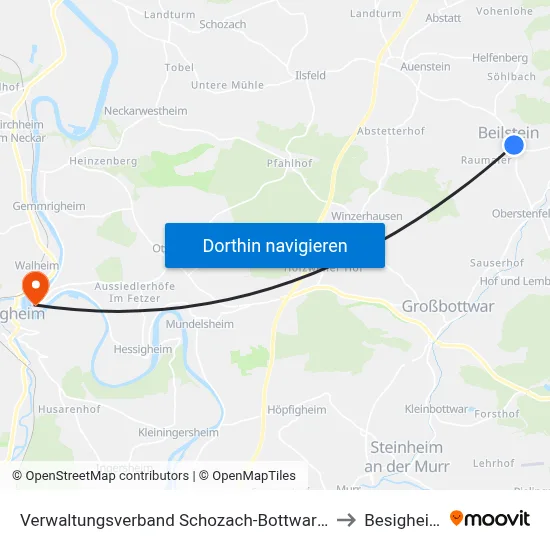 Verwaltungsverband Schozach-Bottwartal to Besigheim map