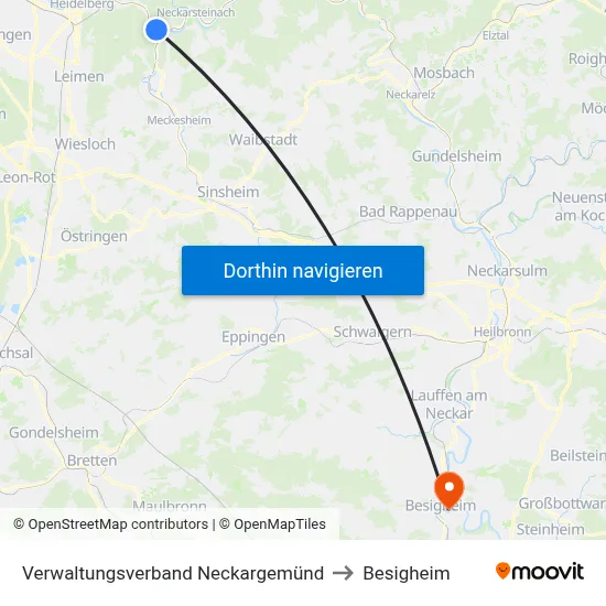 Verwaltungsverband Neckargemünd to Besigheim map