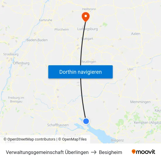 Verwaltungsgemeinschaft Überlingen to Besigheim map