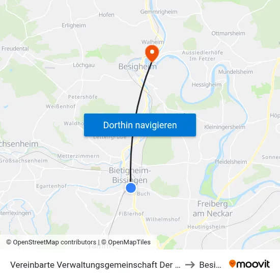 Vereinbarte Verwaltungsgemeinschaft Der Stadt Bietigheim-Bissingen to Besigheim map