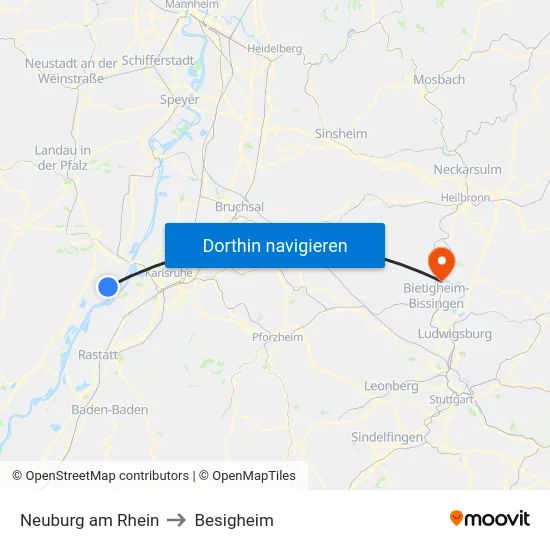 Neuburg am Rhein to Besigheim map