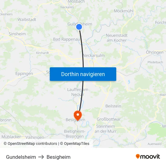 Gundelsheim to Besigheim map