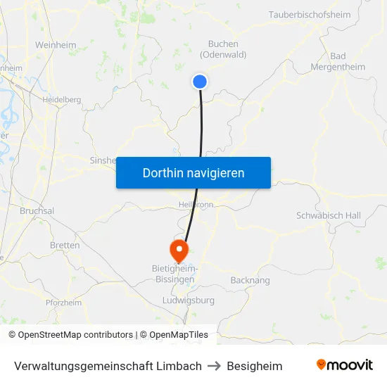 Verwaltungsgemeinschaft Limbach to Besigheim map