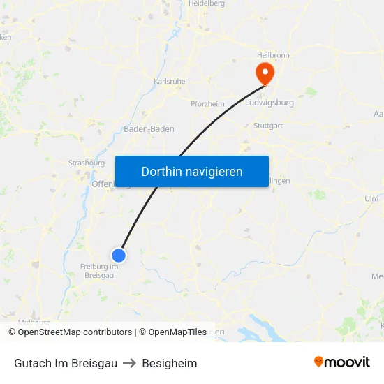 Gutach Im Breisgau to Besigheim map