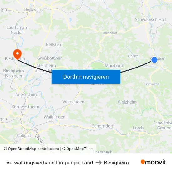 Verwaltungsverband Limpurger Land to Besigheim map