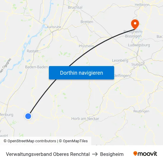 Verwaltungsverband Oberes Renchtal to Besigheim map