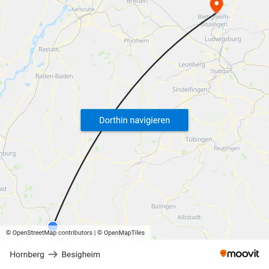 Hornberg to Besigheim map