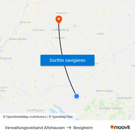 Verwaltungsverband Altshausen to Besigheim map