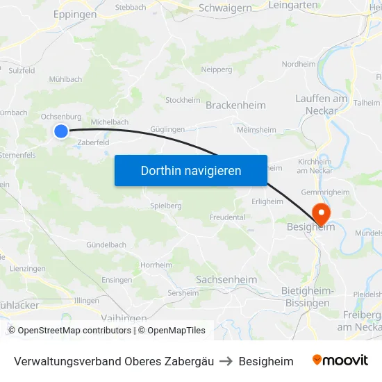 Verwaltungsverband Oberes Zabergäu to Besigheim map