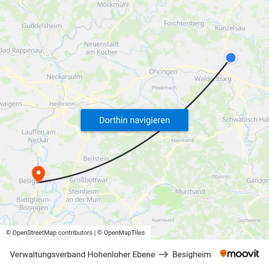 Verwaltungsverband Hohenloher Ebene to Besigheim map