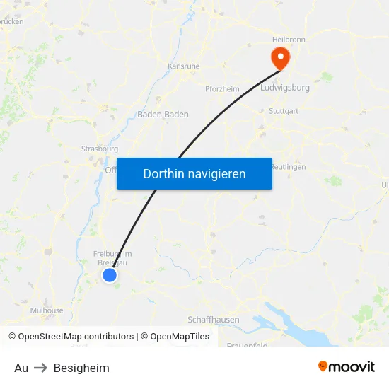 Au to Besigheim map