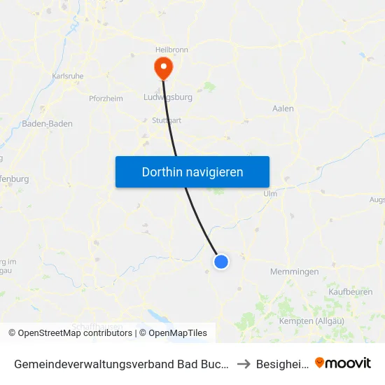 Gemeindeverwaltungsverband Bad Buchau to Besigheim map