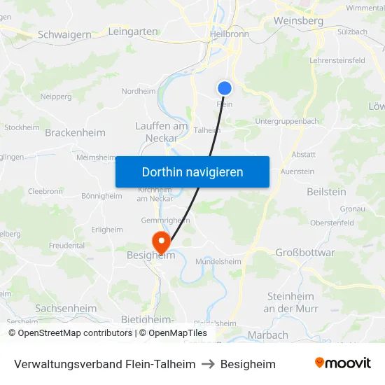 Verwaltungsverband Flein-Talheim to Besigheim map