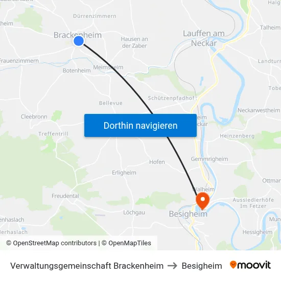 Verwaltungsgemeinschaft Brackenheim to Besigheim map