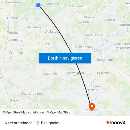 Neckarsteinach to Besigheim map