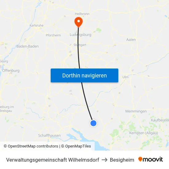 Verwaltungsgemeinschaft Wilhelmsdorf to Besigheim map