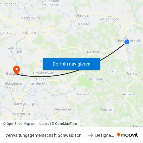 Verwaltungsgemeinschaft Schwäbisch Hall to Besigheim map