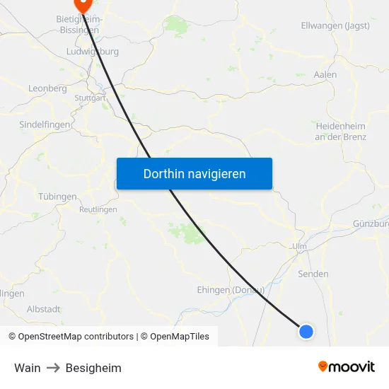 Wain to Besigheim map
