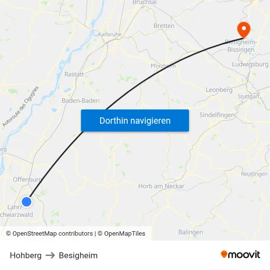 Hohberg to Besigheim map