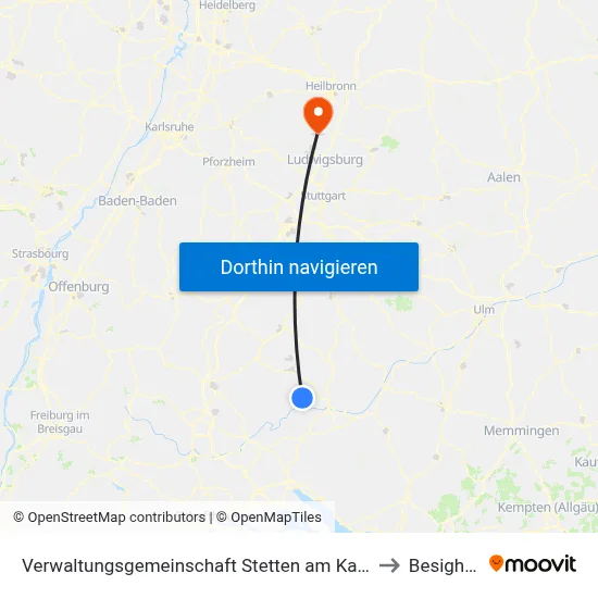 Verwaltungsgemeinschaft Stetten am Kalten Markt to Besigheim map