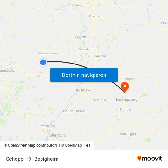 Schopp to Besigheim map