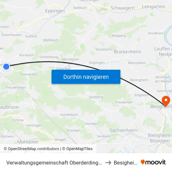Verwaltungsgemeinschaft Oberderdingen to Besigheim map