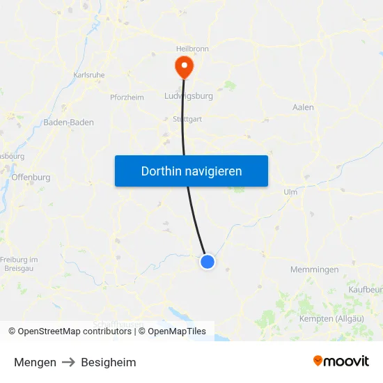 Mengen to Besigheim map