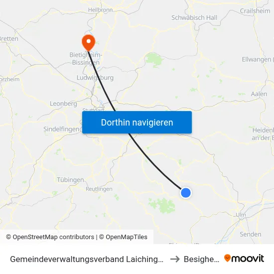 Gemeindeverwaltungsverband Laichinger Alb to Besigheim map