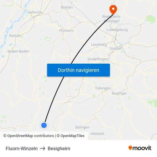 Fluorn-Winzeln to Besigheim map