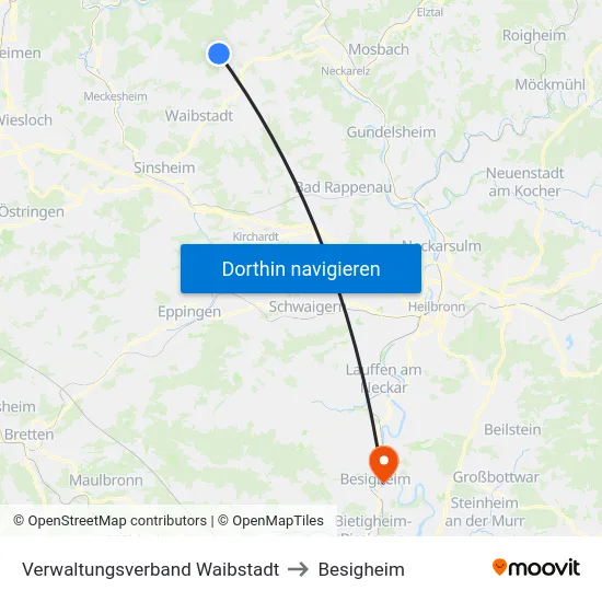 Verwaltungsverband Waibstadt to Besigheim map