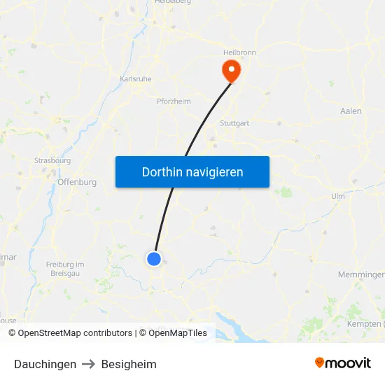 Dauchingen to Besigheim map