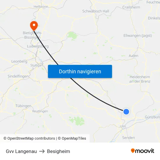 Gvv Langenau to Besigheim map