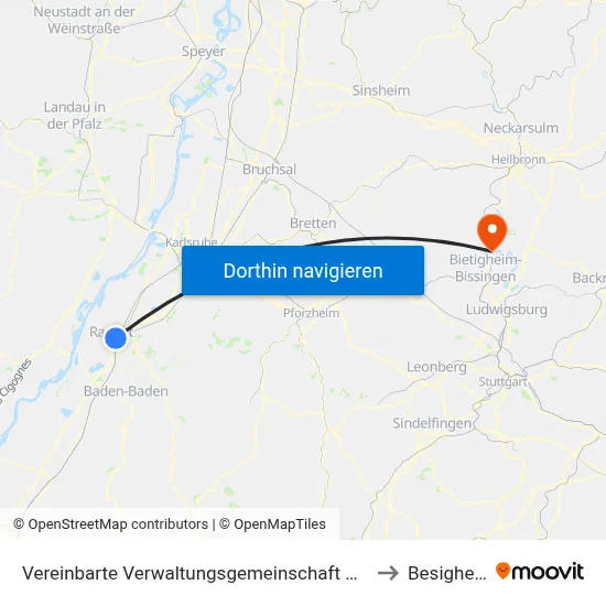 Vereinbarte Verwaltungsgemeinschaft Rastatt to Besigheim map
