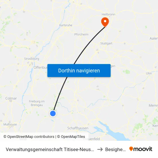 Verwaltungsgemeinschaft Titisee-Neustadt to Besigheim map