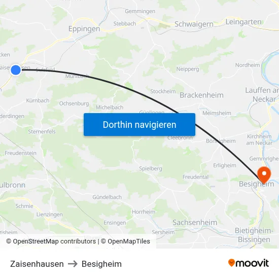 Zaisenhausen to Besigheim map