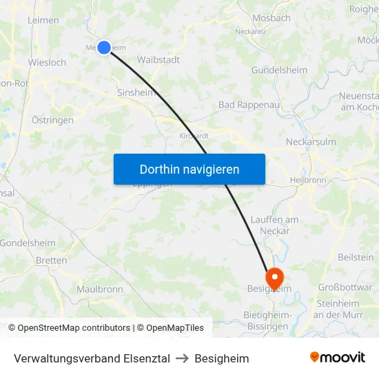Verwaltungsverband Elsenztal to Besigheim map