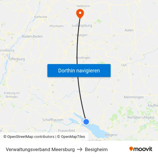 Verwaltungsverband Meersburg to Besigheim map