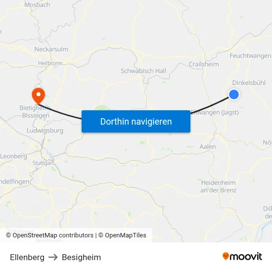 Ellenberg to Besigheim map