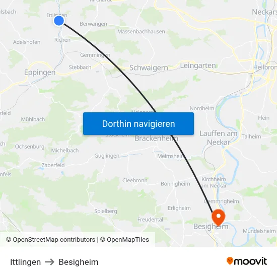 Ittlingen to Besigheim map