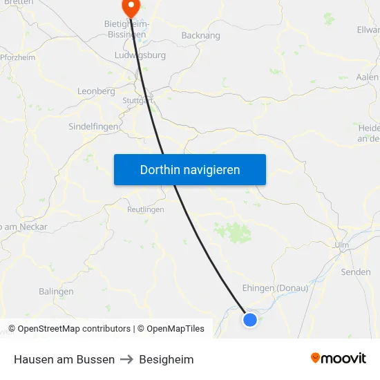 Hausen am Bussen to Besigheim map
