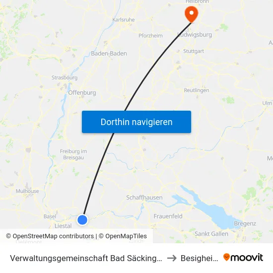Verwaltungsgemeinschaft Bad Säckingen to Besigheim map
