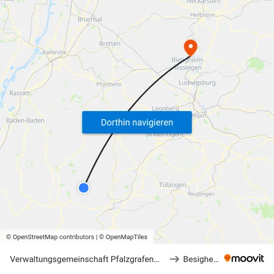 Verwaltungsgemeinschaft Pfalzgrafenweiler to Besigheim map